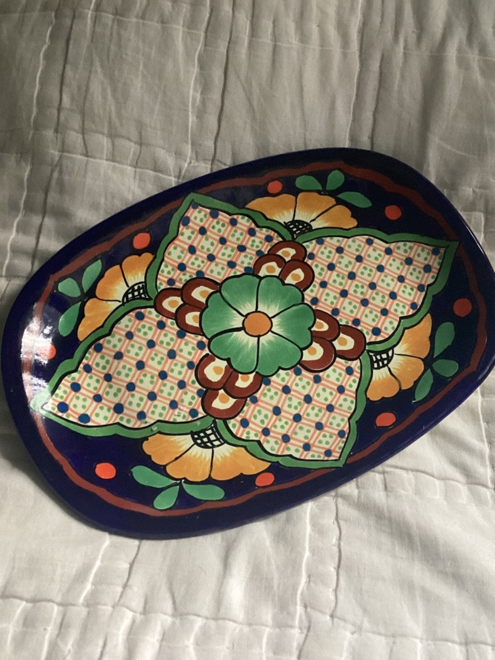 MEXICAN CERAMIC POTTERY OVAL PLATE